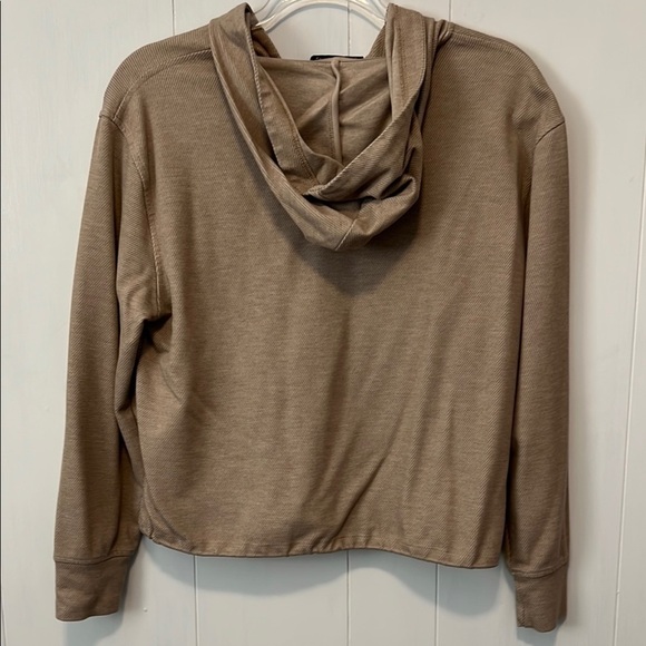 Rachel Zoe Crop Tan Half-Zip Hoodie Sweater - Picture 3 of 7